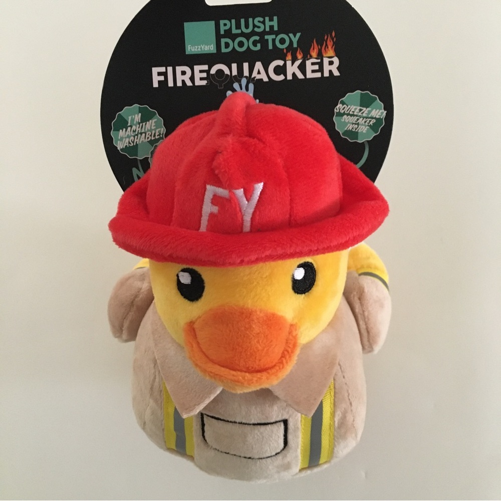 NEW Dog Toy FireQuacker Duck with Squeaker Plush Machine Washable | FuzzYard